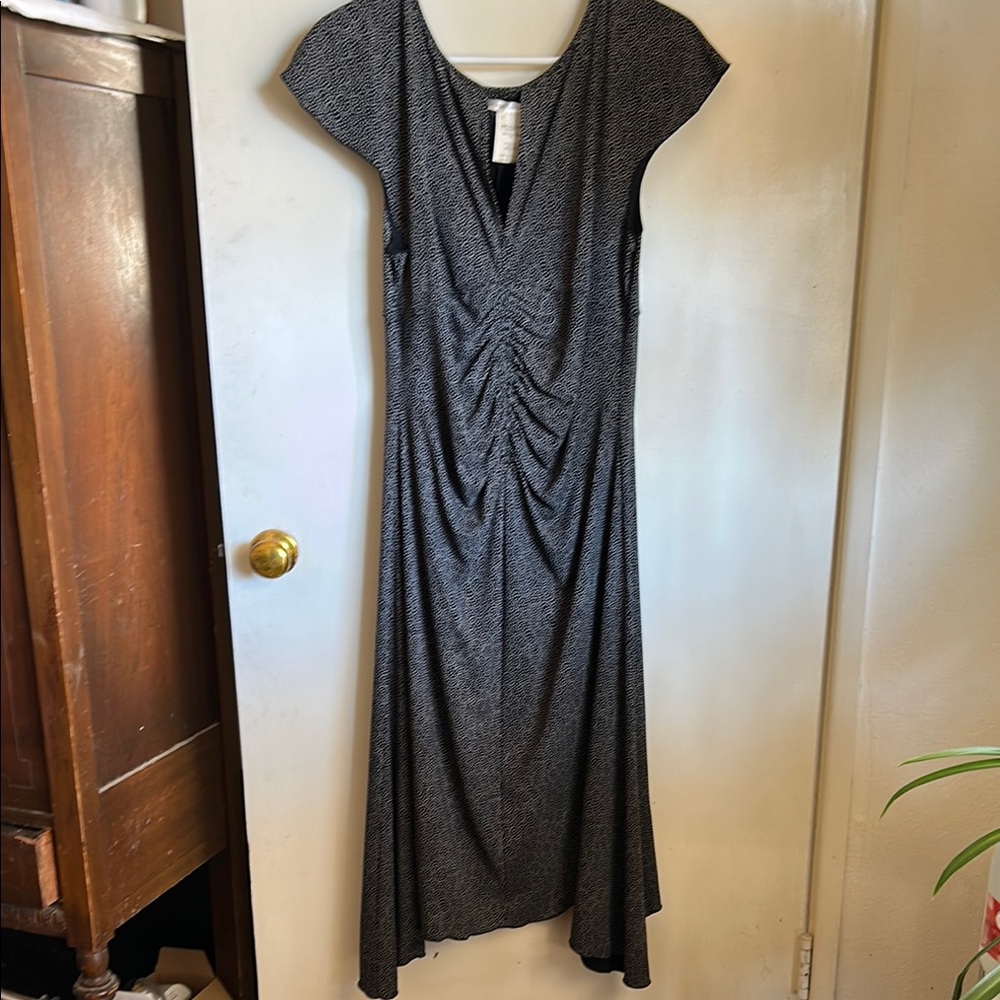 Elegant polka dot black and white maxi dress. Size Large